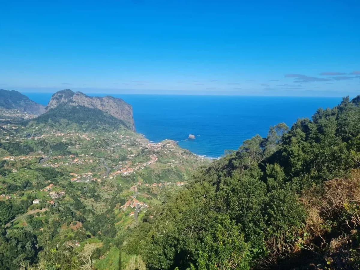View of the ocean and Porto da Cruz from the Vereda do Larano free hike