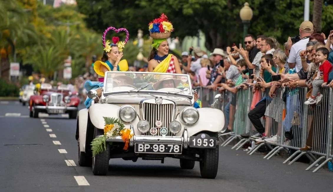 Classic car parade at the Madeira Flower Festival in Funchal