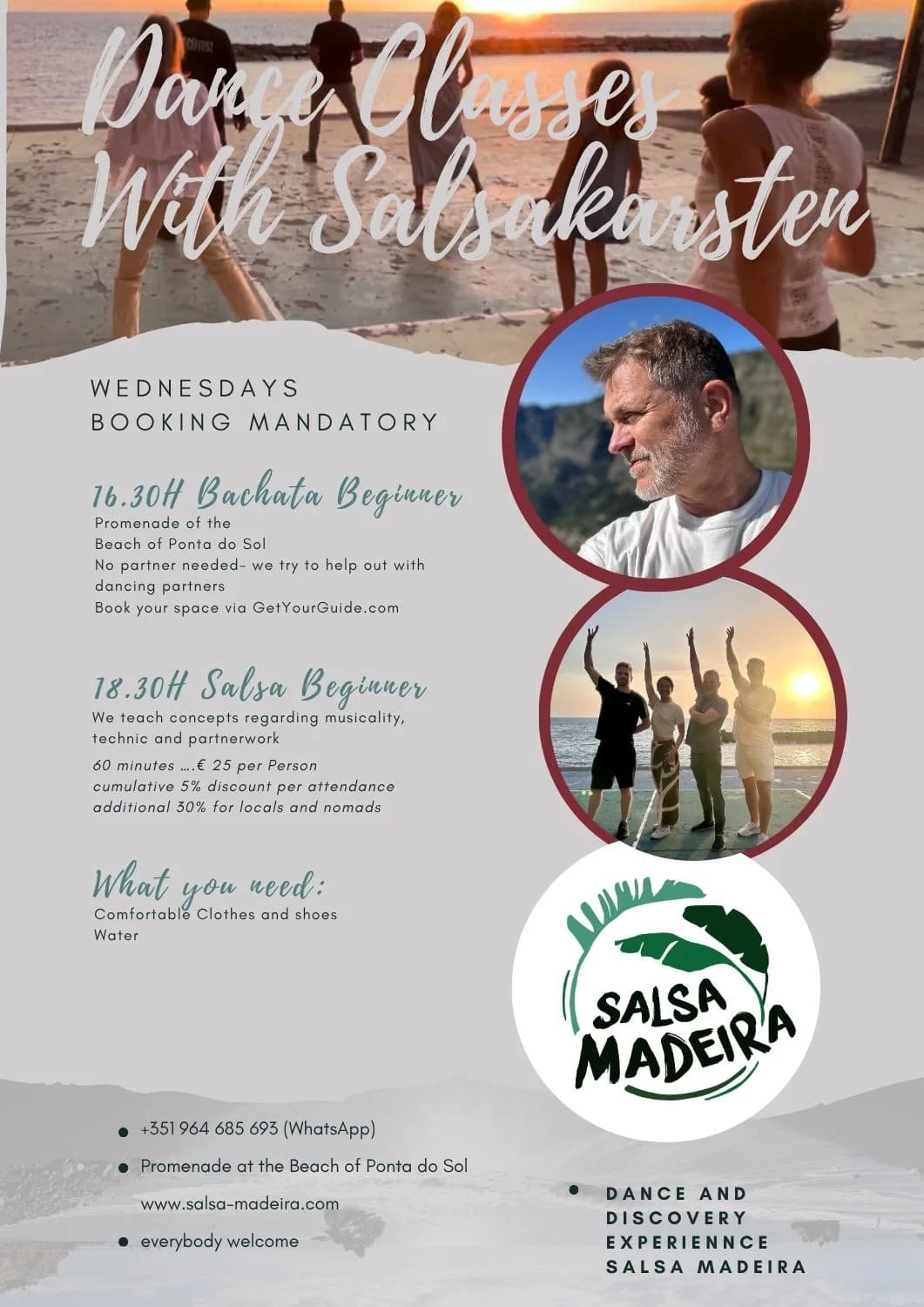 Bachata beginner class / Beach of Ponta do Sol (booking mandatory)