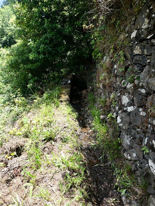 03.07.2018 Rundtour von Boaventura über die Ribeira dos Moinhos nach Achada da Madeira und zurück über die Levada da Achada Grande — Aufstieg zur Levada da Achada Grande mit Seitenlevadas, Blick auf die Levada das Faias auf der andern Talseite — Foto 1