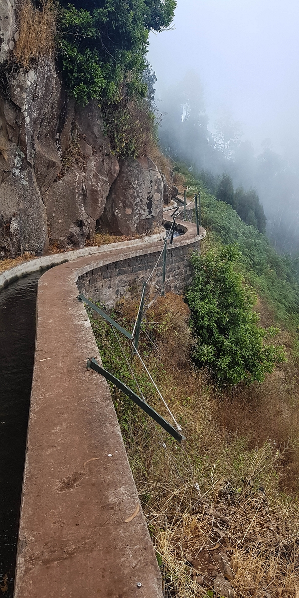 05.08.2021 Auf einem der schönsten Abschnitte der Levada Nova zwischen Arco Calheta und Canhas — Ziemlich ausgesetzt bis zur ersten Bachpassage — Foto 4