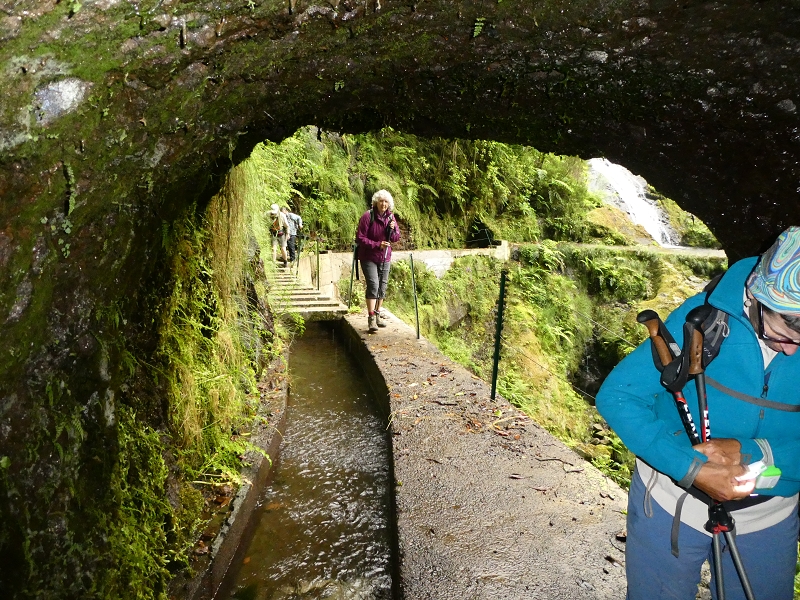 11 July 2018 From the Fanal road via Relvinha to the Levada do Seixal and ascent via the Levada do Norte to Paul da Serra — Hortela tunnel and waterfall, exposed course — photo 1