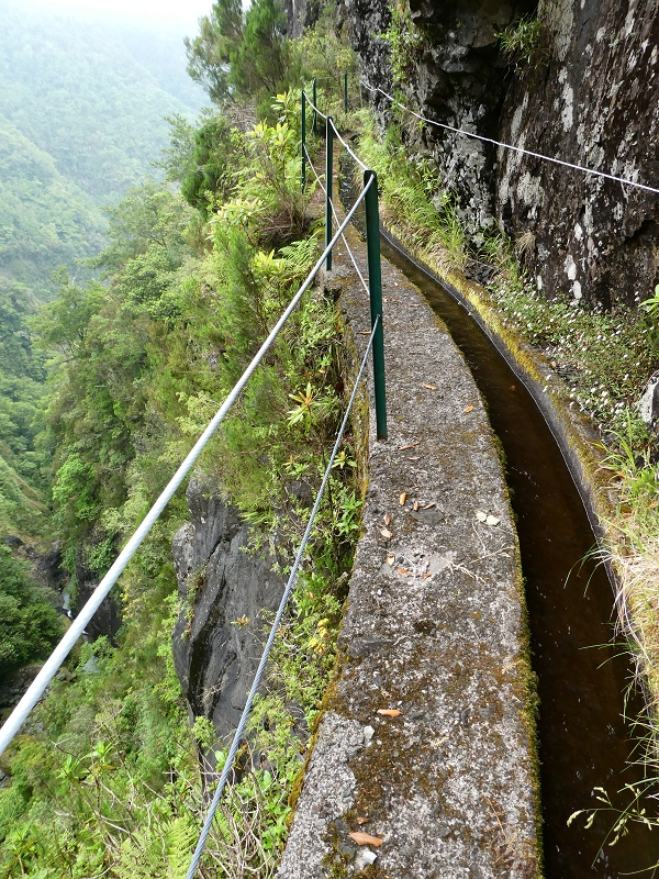11 July 2018 From the Fanal road via Relvinha to the Levada do Seixal and ascent via the Levada do Norte to Paul da Serra — Hortela tunnel and waterfall, exposed course — photo 14