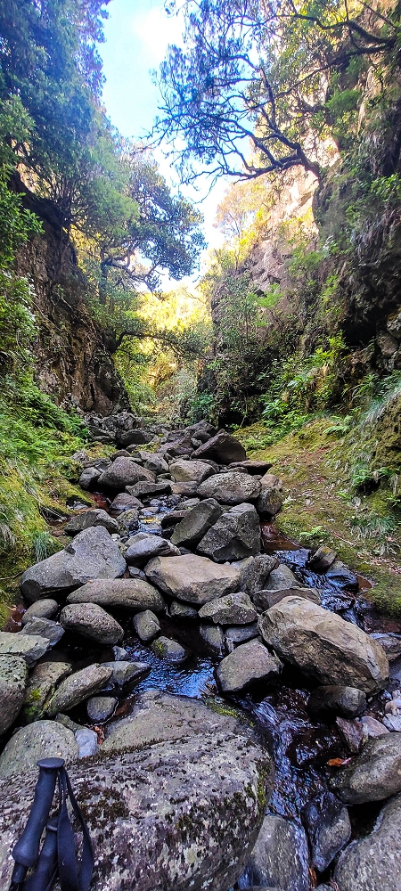 14.06.2024 Traumtour im Rabaçal abseits der Touristenströme — Kreuzung der Levada da Senhora mit der Ribeira Grande: - Im Bachbett der Ribeira flussaufwärts — Foto 2