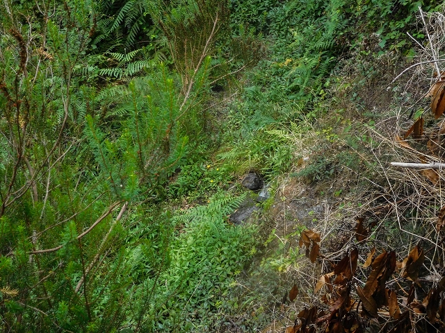 Levada da Portela — Cruzamento da levada entubada com o caminho (curto troço aberto para aliviar a pressão) — foto 2