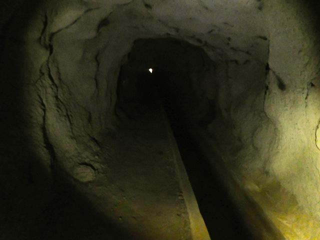 19 August 2017 On the trail of the Levada do Pico do Arvoredo in and around Camacha — Through the Nogueira tunnel to the levada divider at the south-western entrance — photo 1