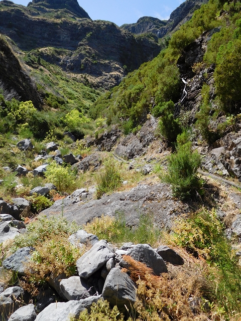 21.07.2015 Cascalho von Pedras, Levada das Rabaças und Lombo do Mouro — Östlicher Tunnelausgang und Levada das Rabacas. — Foto 6