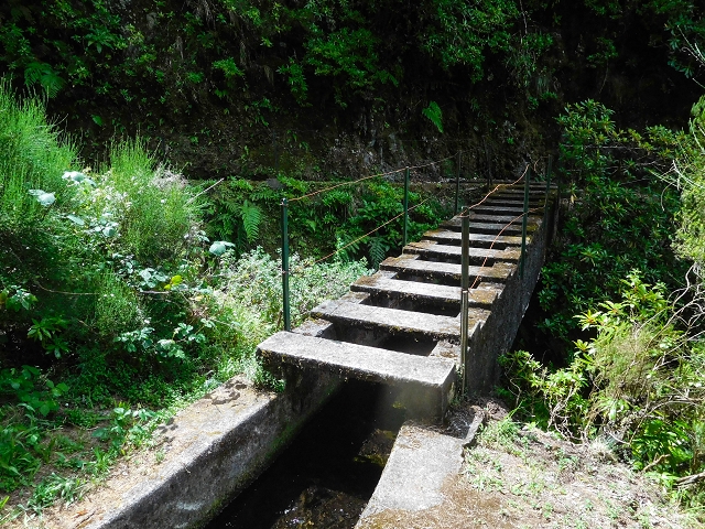 13 August 2017 The great tunnel-rat diploma: From the Madre of the Levada do Norte to the gravel track from Ginjas to Estanquinhos — The bridge before the Terra Cha tunnel and the feeder levada — photo 10